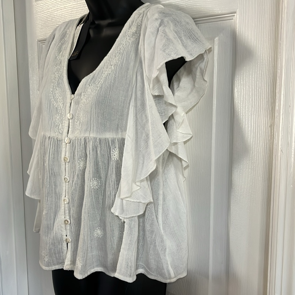 Rachel Roy off white Boho type short top, size Large, NWT. - Picture 2 of 8
